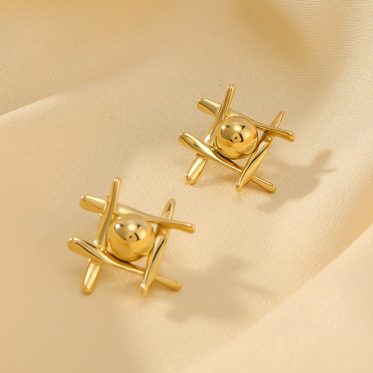 Orecchini Ipoallergenici Minimalisti Geometrici in Acciaio Inossidabile con Placcatura Sottovuoto in Oro 18K da Donna