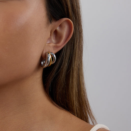 Minimalist Geometric C-Shape Plated Stainless Steel Earrings for Women