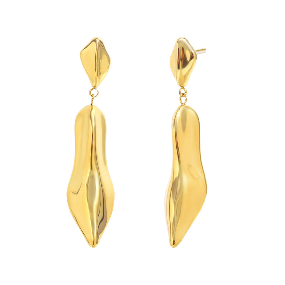 Orecchini a perno con ciondolo a tacco alto geometrico alla moda in acciaio inossidabile con placcatura in oro 18 carati