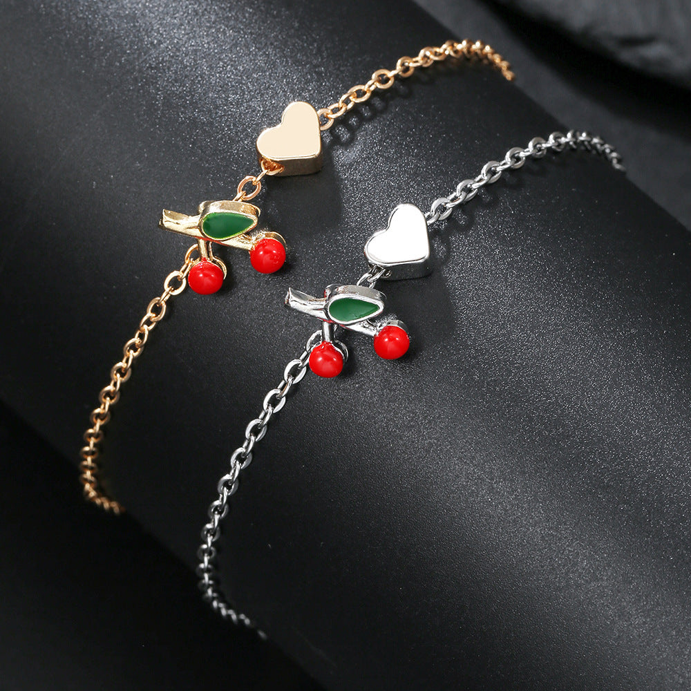 Sweet Colorful Drip Oil Cherry Bracelet