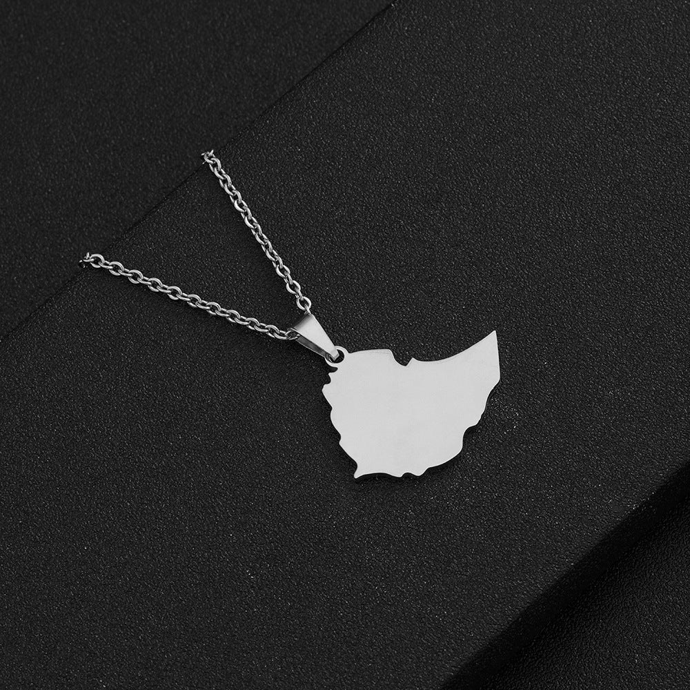 Collana con pendente geometrico smaltato etiope in acciaio inossidabile e acciaio al titanio con finitura placcata per abbigliamento casual unisex