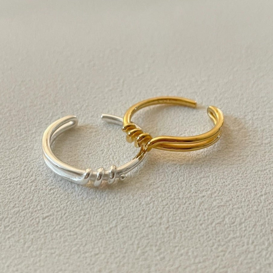 Anello minimalista vintage da donna con nodo d'argento, motivo a corda intrecciata e forma a cuore in argento sterling 925