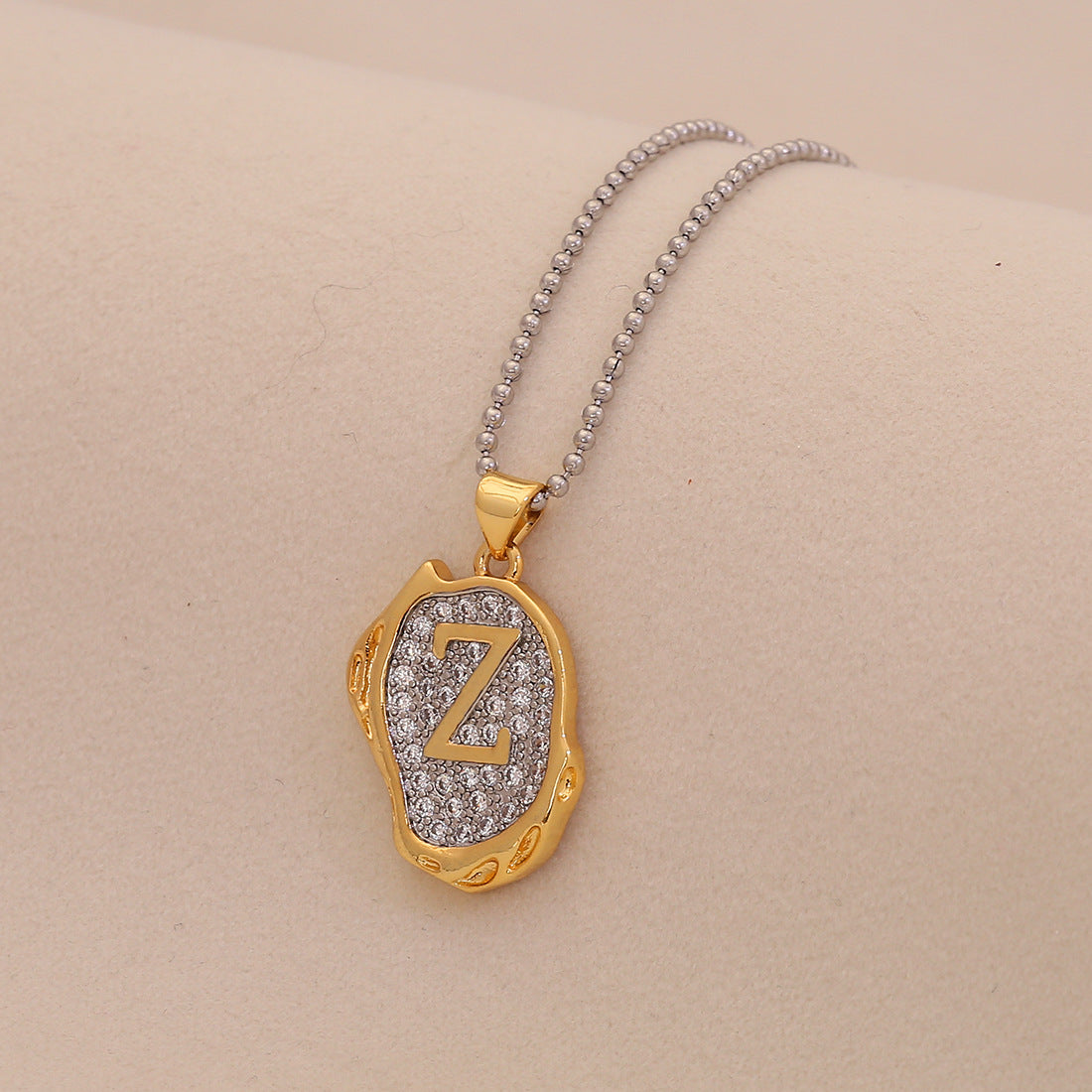 Retro Letter Pendant Necklace for Women in Brass with Minimalist Elegant Locket Style