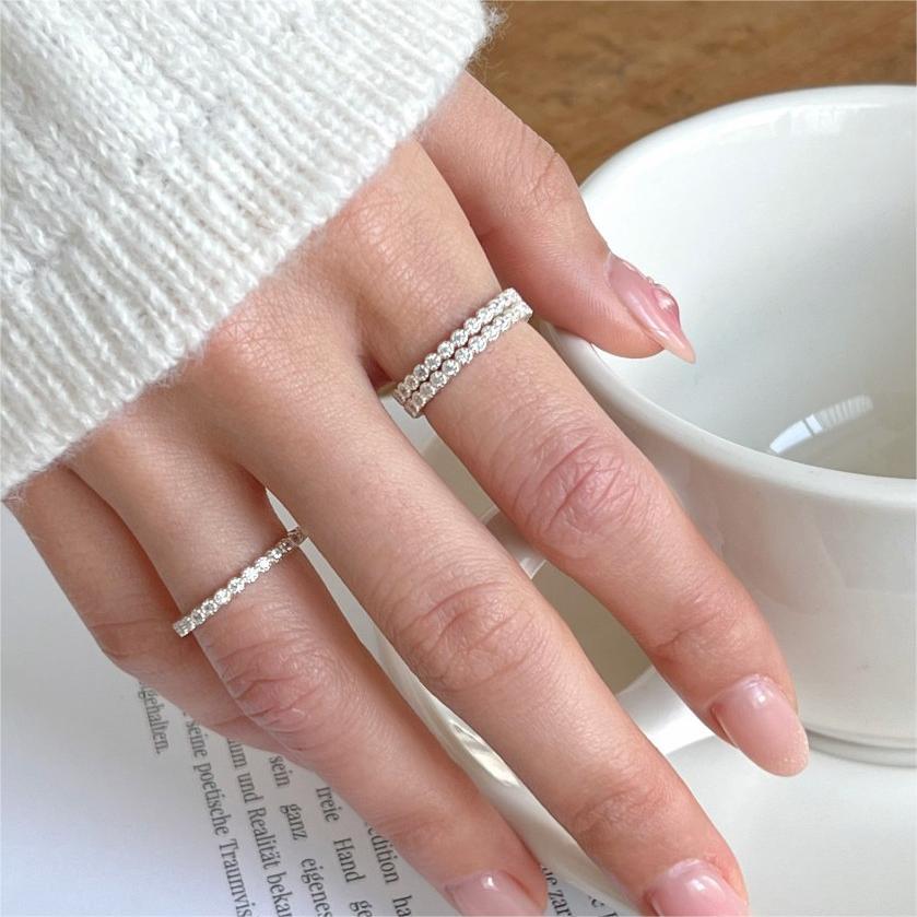 Anello da donna placcato geometrico in argento sterling 925 con zirconi cubici