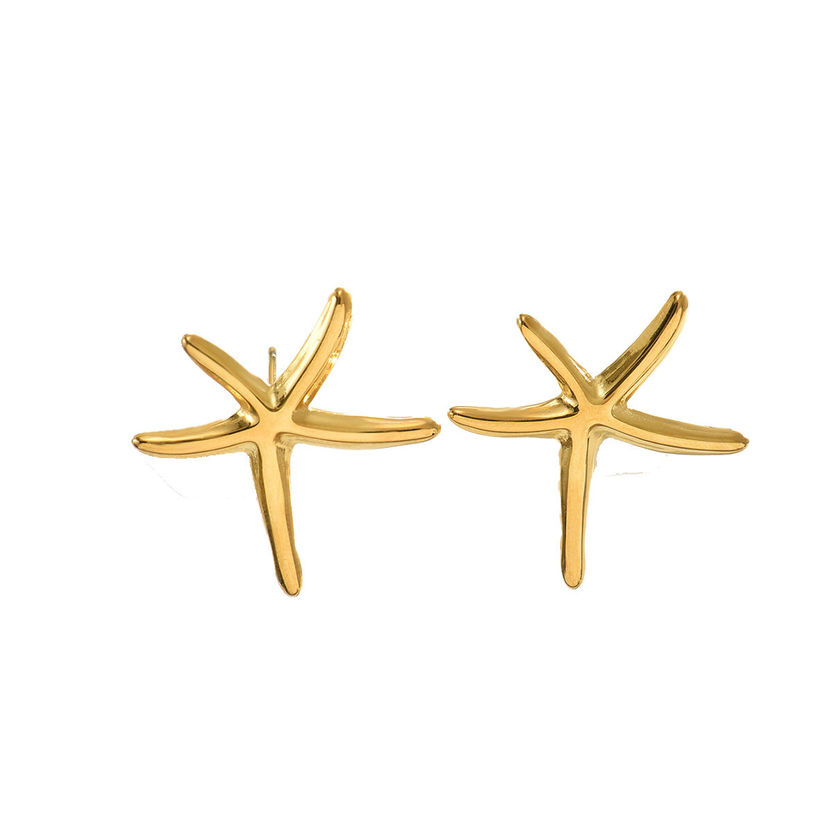 Pendientes de aleación de zinc galvanizados con forma de estrella geométrica para mujer, estilo minimalista inspirado en el océano