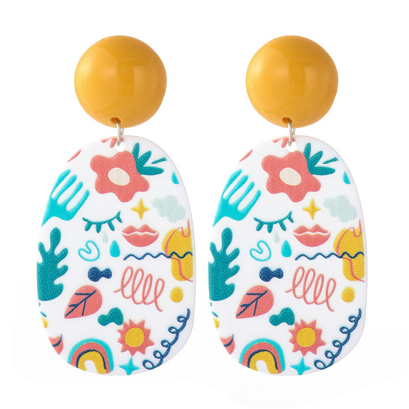 Pendientes acrílicos con relieve floral bonito para niños con postes de plata esterlina S925