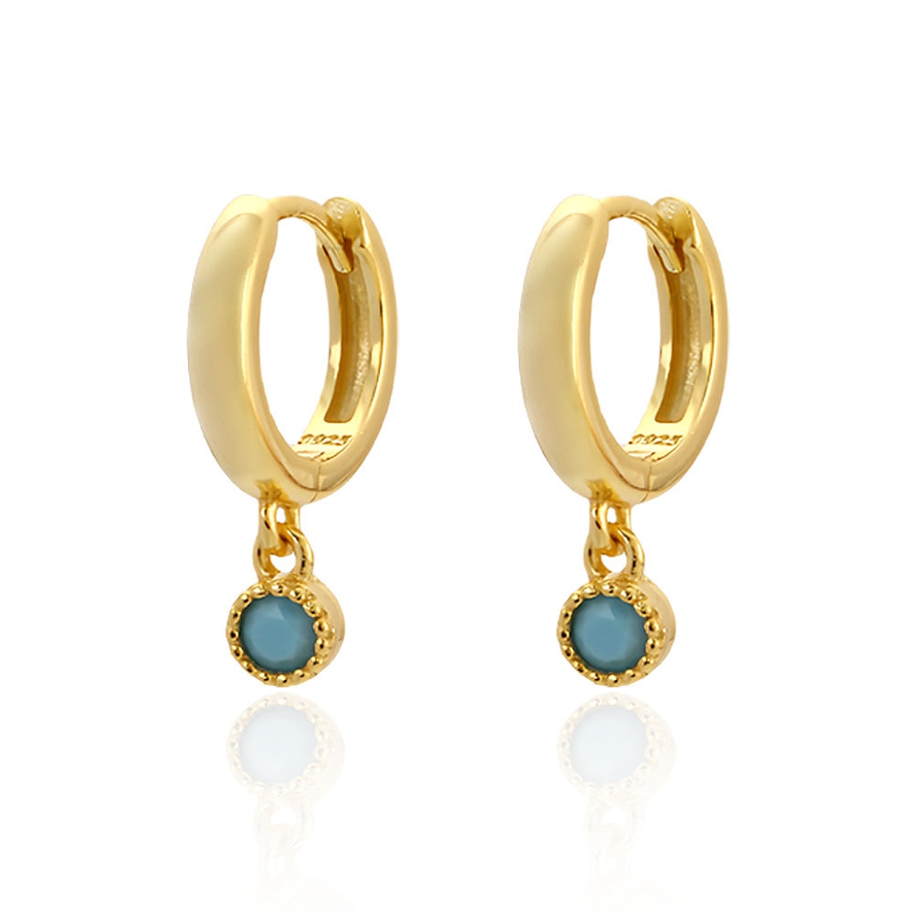 Luxury 925 Sterling Silver Geometric Round Plated Cubic Zirconia Hoop Earrings for Women