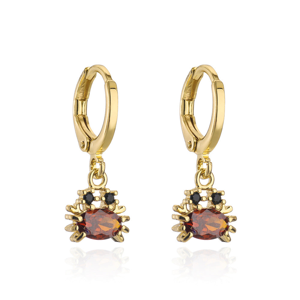 Creative Ocean Animal Inspired Geometric Earrings for Women in Brass with Real Gold Plating and Cubic Zirconia
