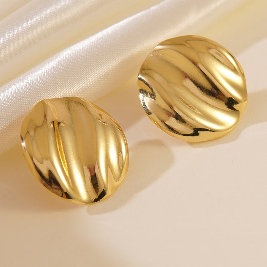 Elegant Floral Geometric Stainless Steel Earrings for Women