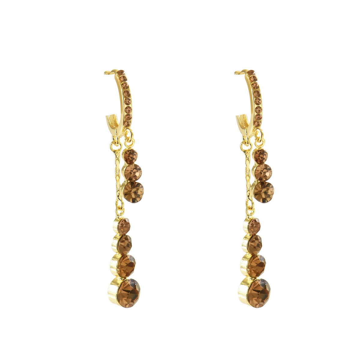 Pendientes de Cobre para Mujer de Estilo Geométrico Urbano con Incrustaciones de Pedrería y Postes de Acero Inoxidable
