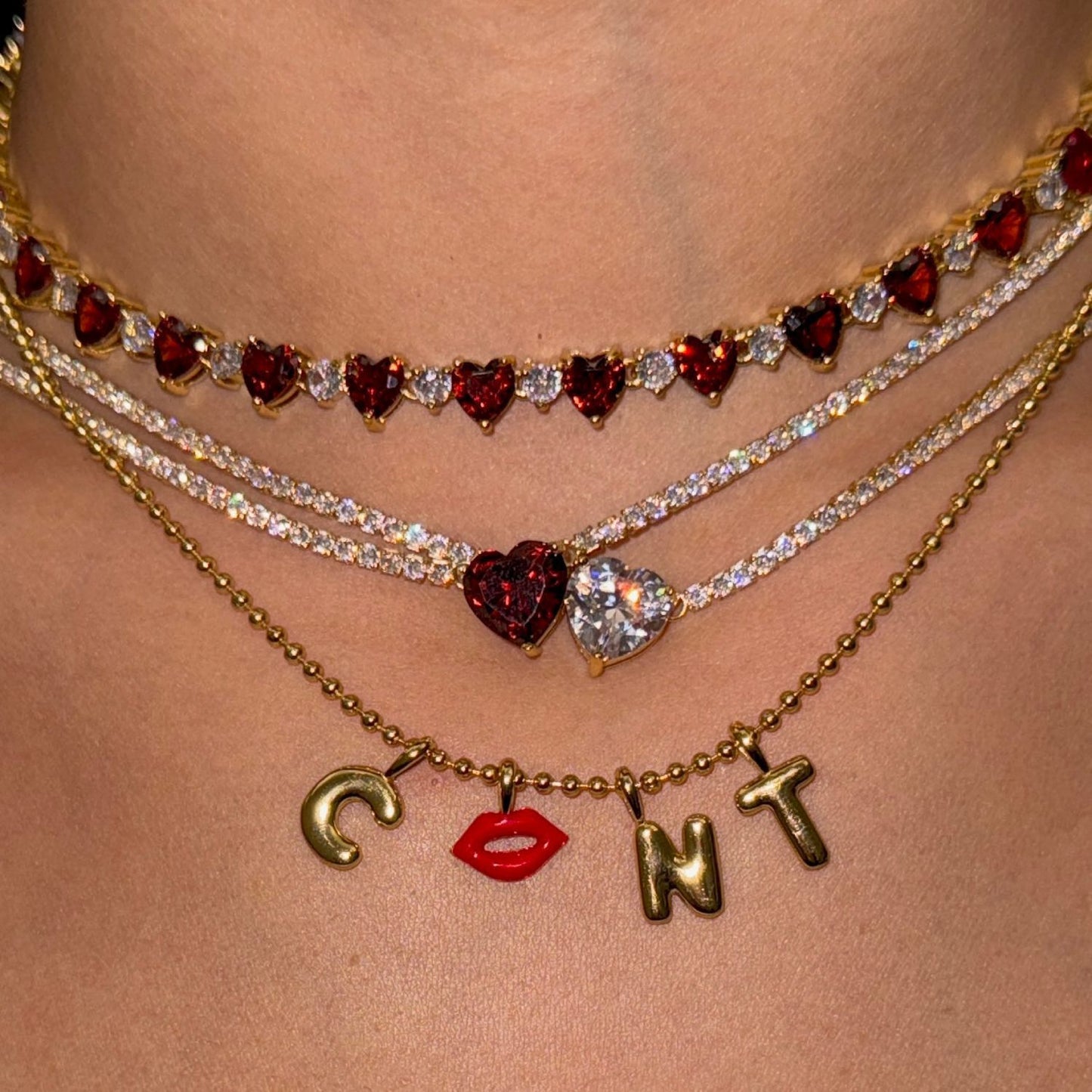 Minimalist Sweet Heart Floral Geometric Brass Plated Charm Bar Necklace for Unisex