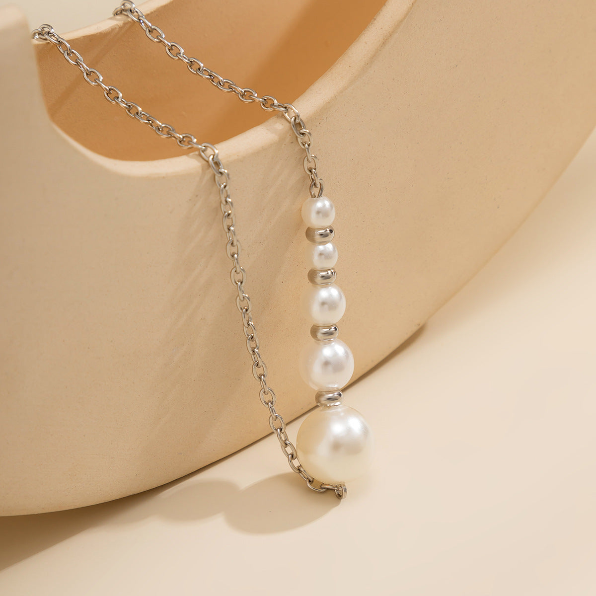 Minimalist Geometric Beaded Pendant Necklace for Women with Plastic Resin Beads and Cross Chain