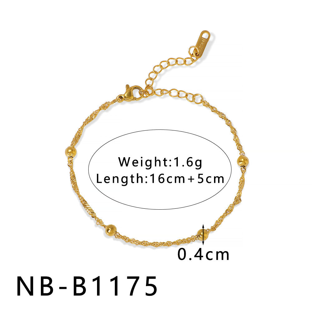 INS Style Geometric and Letter-Shaped Titanium Steel Stainless Steel Bracelet with 18K Gold Plating for Couples