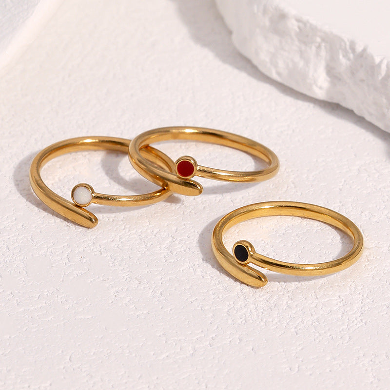 Minimalist Geometric Open Ring 18K Gold Plated Titanium Steel Women's Fashion Jewelry