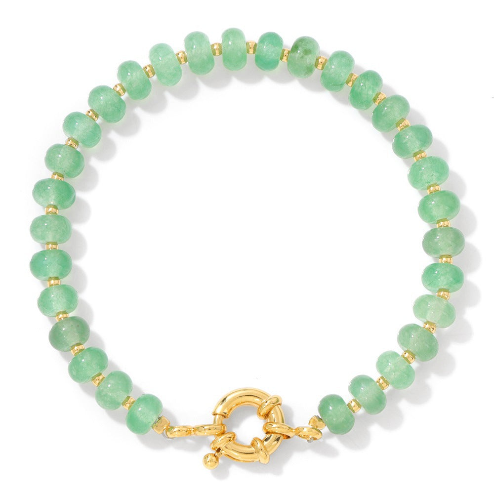 Sweet Elegant Geometric Gemstone Beaded Bracelet for Women with OT Clasp