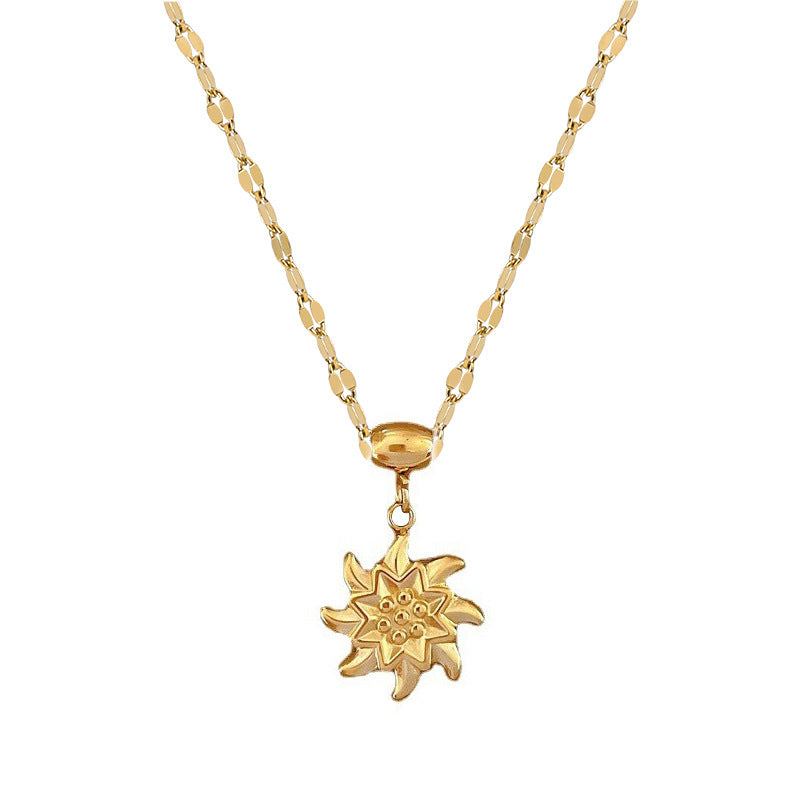 Collana con Pendente a Mulino a Vento Geometrico Minimalista da Donna in Acciaio al Titanio Placcato Oro, Catena per Clavicole
