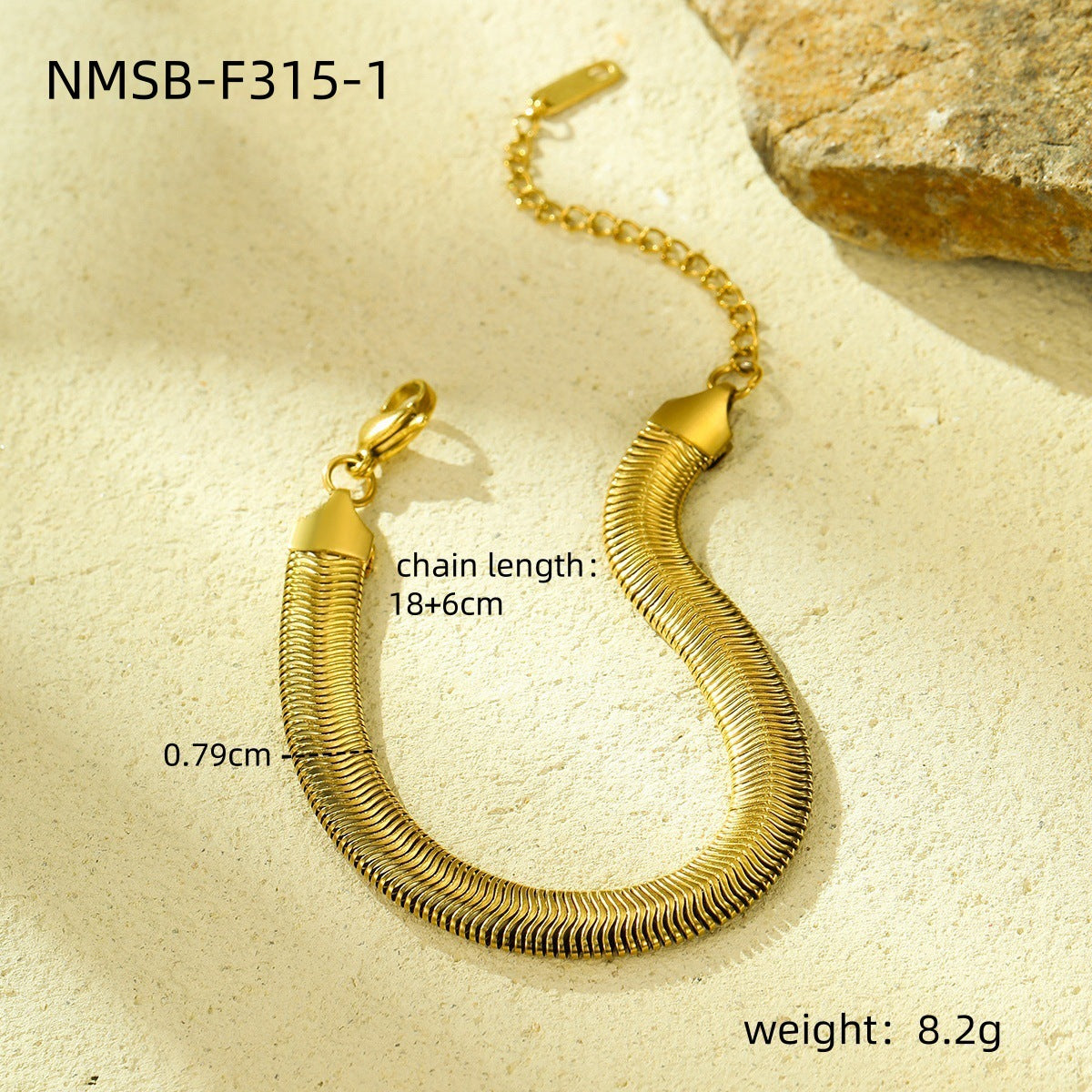 Fashionable Unisex Snake Chain Bracelet in Titanium Steel with Gold Plating for Men and Women