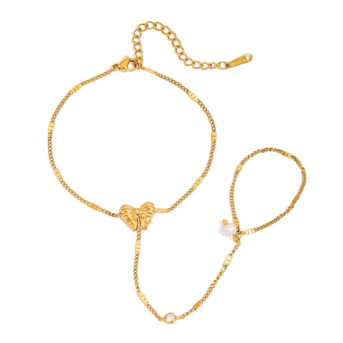 Elegante juego de pulseras de dedo de acero inoxidable con patrón de vida oceánica, colgante de acero de titanio y acabado chapado para mujer