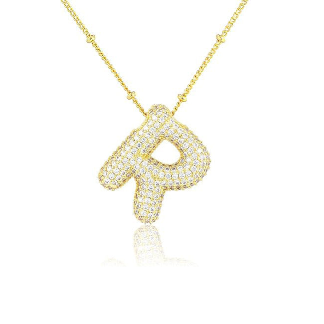 Fashion Plated Brass Letter Bubble Pendant Necklace for Women