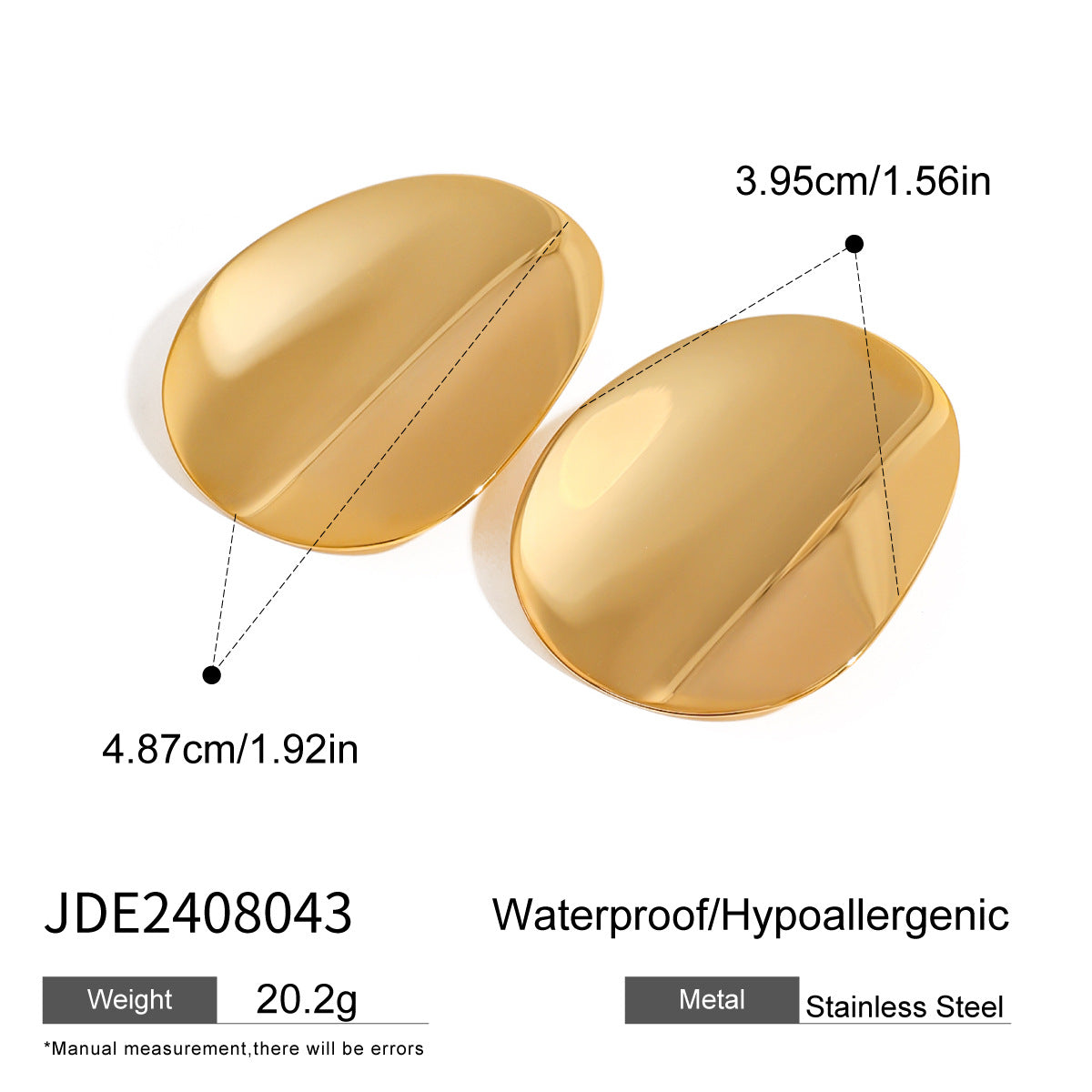 Minimalist Geometric Stainless Steel Stud Earrings with Polished Concave Surface for Women