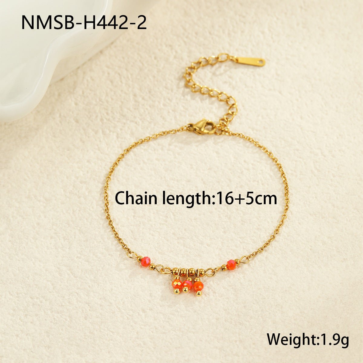 Minimalist Geometric Stainless Steel Bracelet with 18K Gold Plating for Women, Stackable Beaded Chain Jewelry