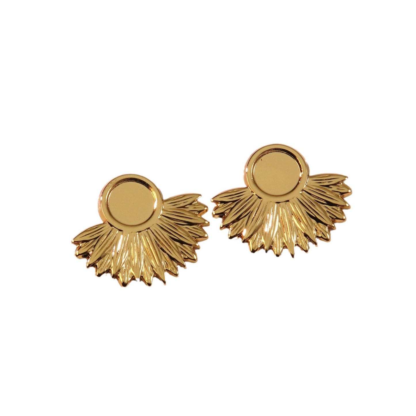 Vintage Geometric Fan-Shaped Round Stainless Steel Earrings