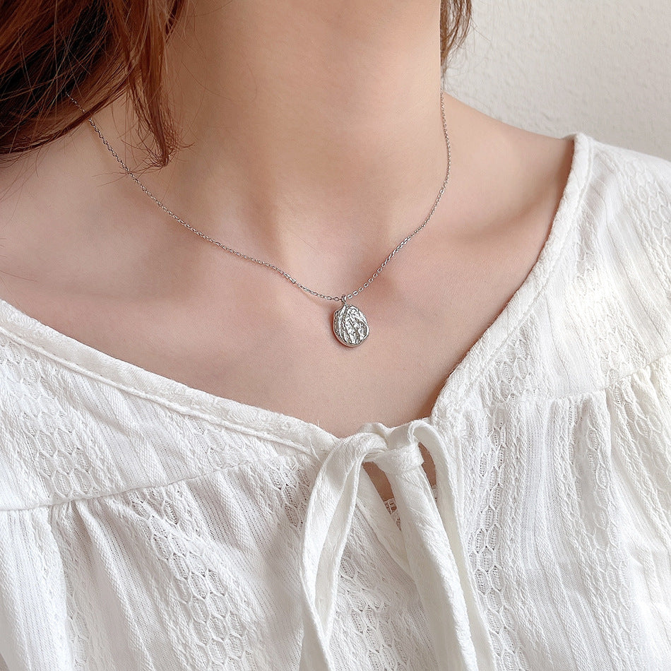 Collana da donna minimalista in argento sterling 925 testurizzata geometrica irregolare
