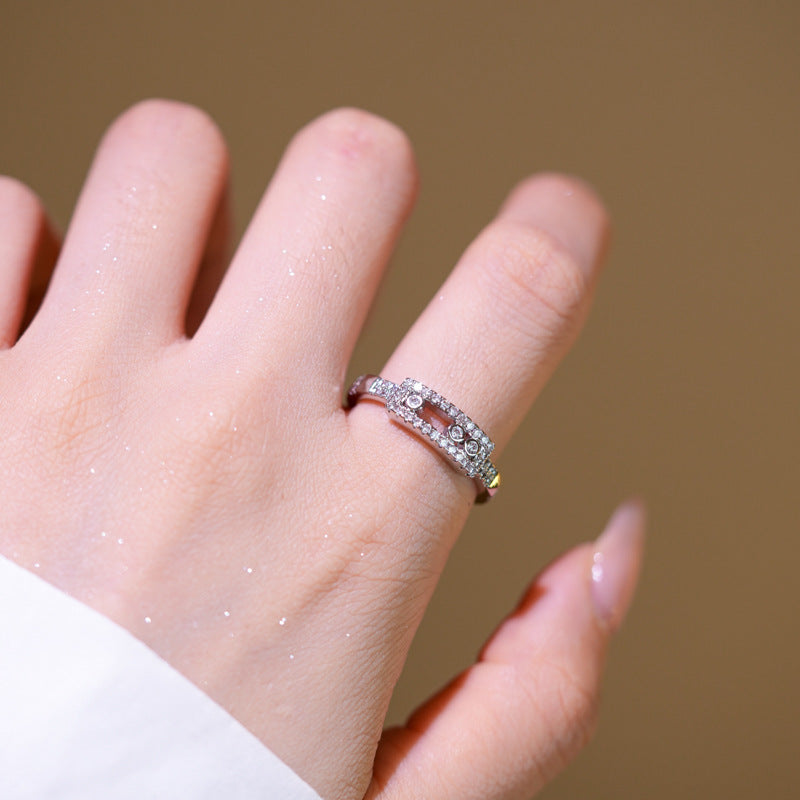 Anello Slider Geometrico di Lusso da Donna in Rame Placcato Oro con Design Accentuato a Stella