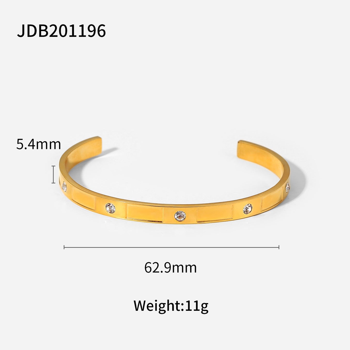 Minimalist Geometric Stainless Steel Bracelet with 18K Gold Plating and Round Zircon Accents for Women