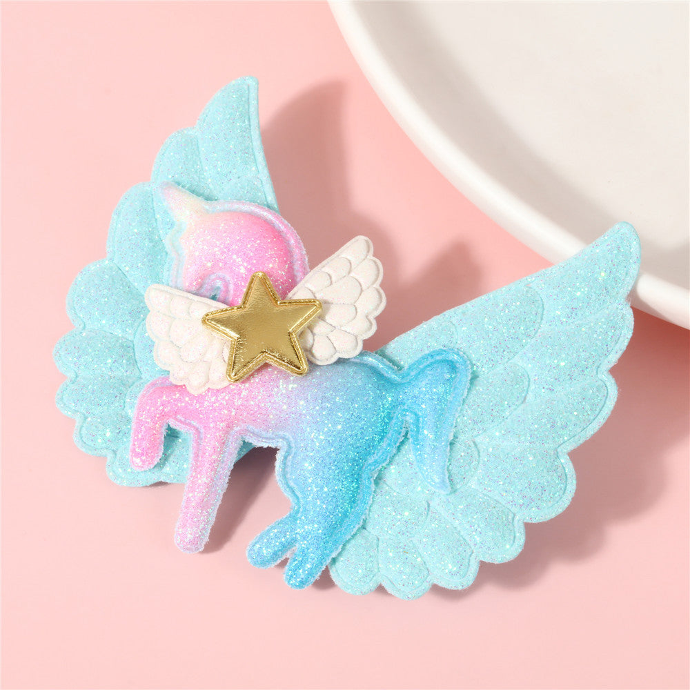 Fermaglio per Capelli a Forma di Unicorno dei Cartoni Animati per Bambini, in Tessuto Morbido, a Becco d'Anatra, Antiscivolo, con Bordo Arrotondato, nei Colori Pastello Macaron