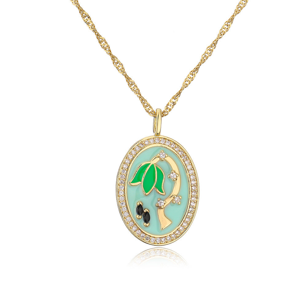 Collana pendente geometrica minimalista in rame smaltato da donna