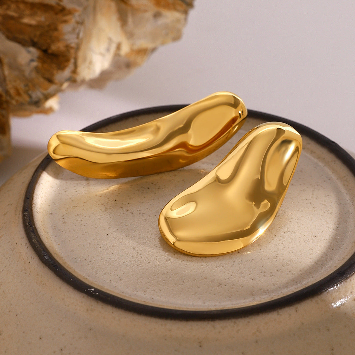 Vintage 18K Gold Plated Geometric Stainless Steel Earrings