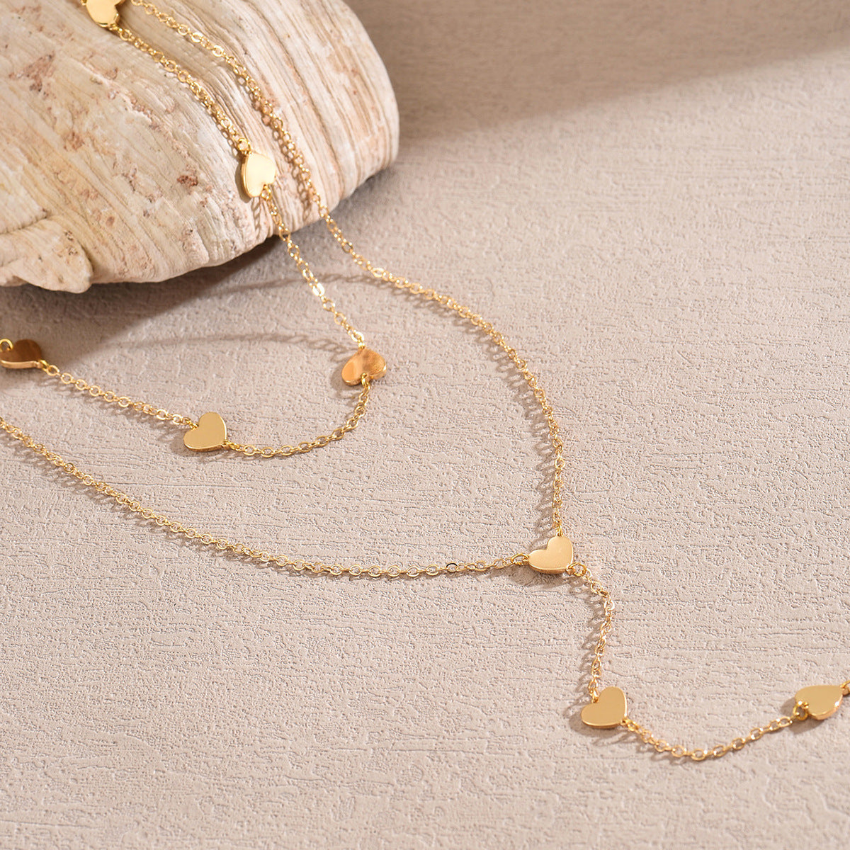 Minimalist Gold Plated Geometric Heart Pendant Long Tassel Necklace for Women
