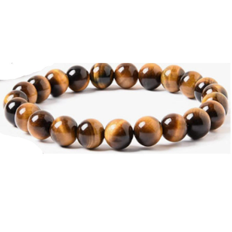 Natural Tiger Eye Amethyst Rose Quartz Obsidian Bracelet Geometric Round Beaded Handmade Unisex Fashion Jewelry