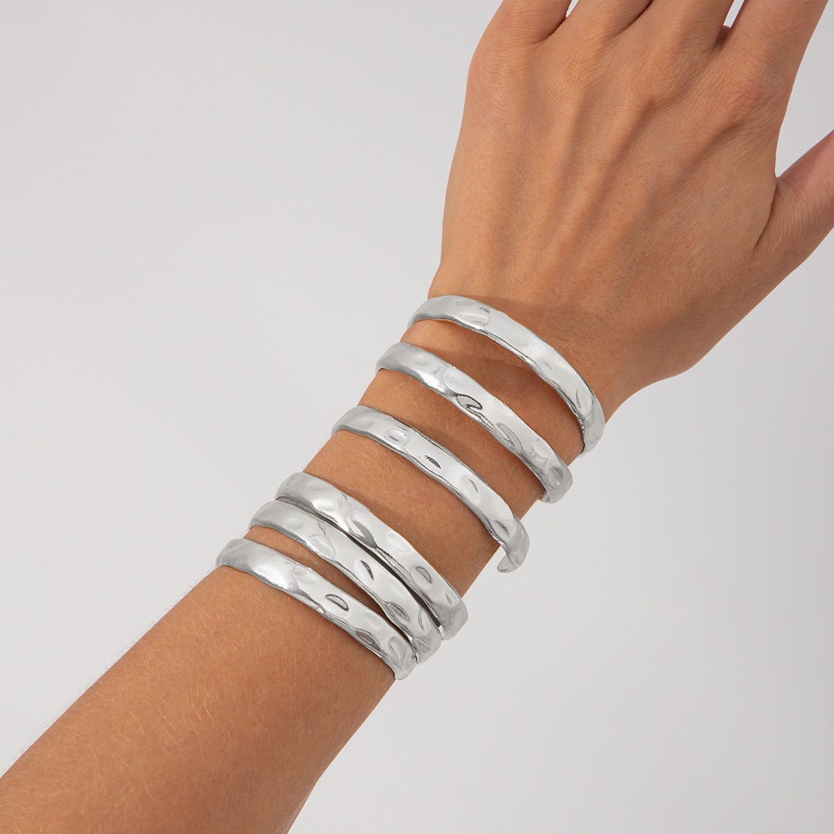 Minimalist Geometric Oval Plated Alloy Bracelet Set