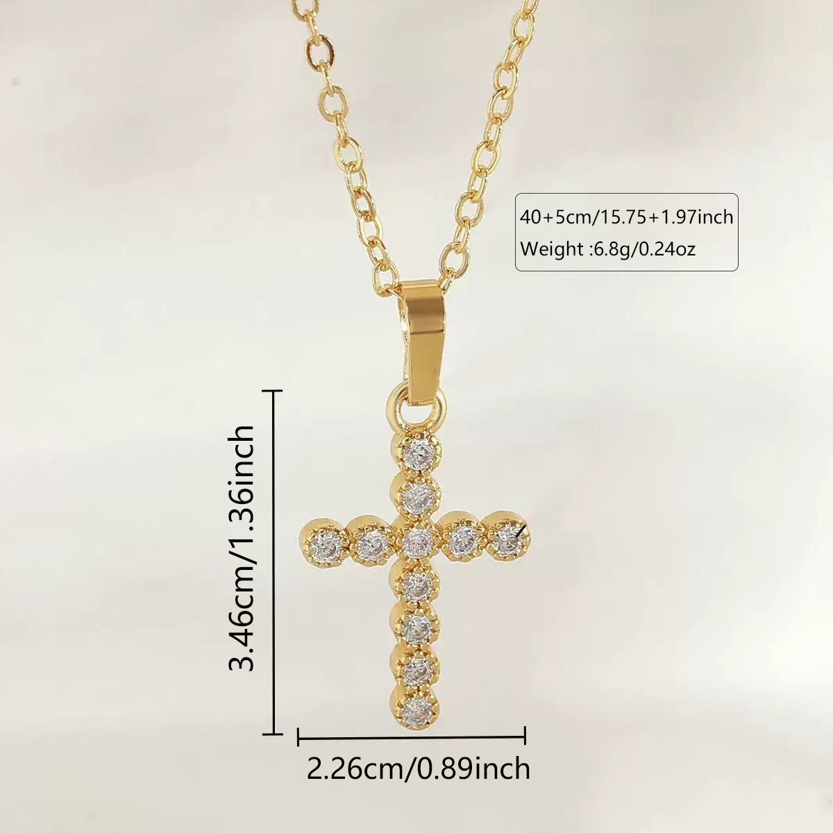 Collana da donna a croce in acciaio inossidabile di lusso con intarsio in zirconi cubici