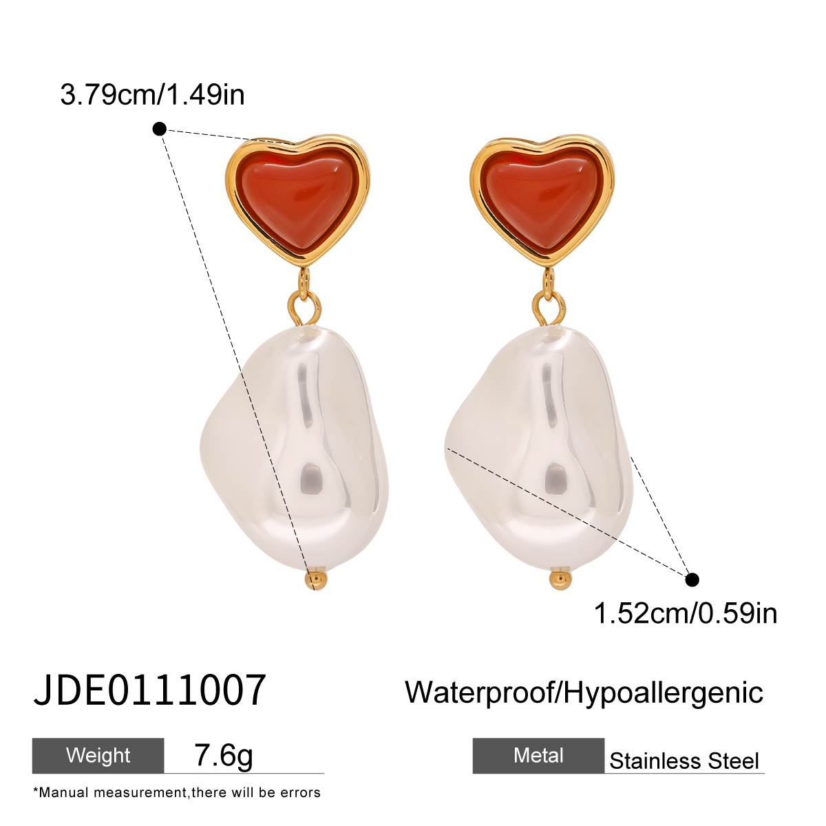 Elegant Heart Stainless Steel Stud Earrings PVD Plated for Women