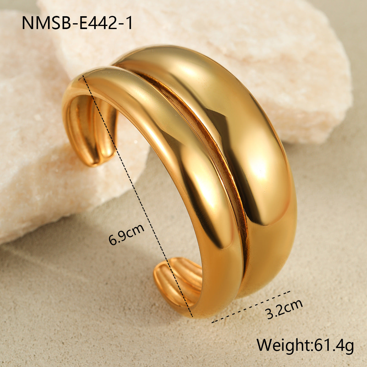 Minimalist Geometric Stainless Steel Cuff Bracelet with Plated Finish for Women Elegant High-End Hand Jewelry