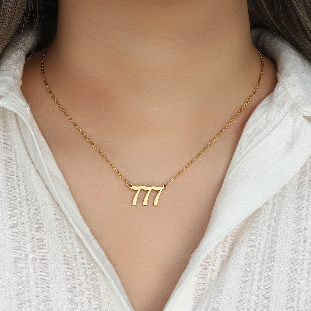 Fashionable Minimalist Numeric Pendant Necklace for Women in Stainless Steel with Plated Finish