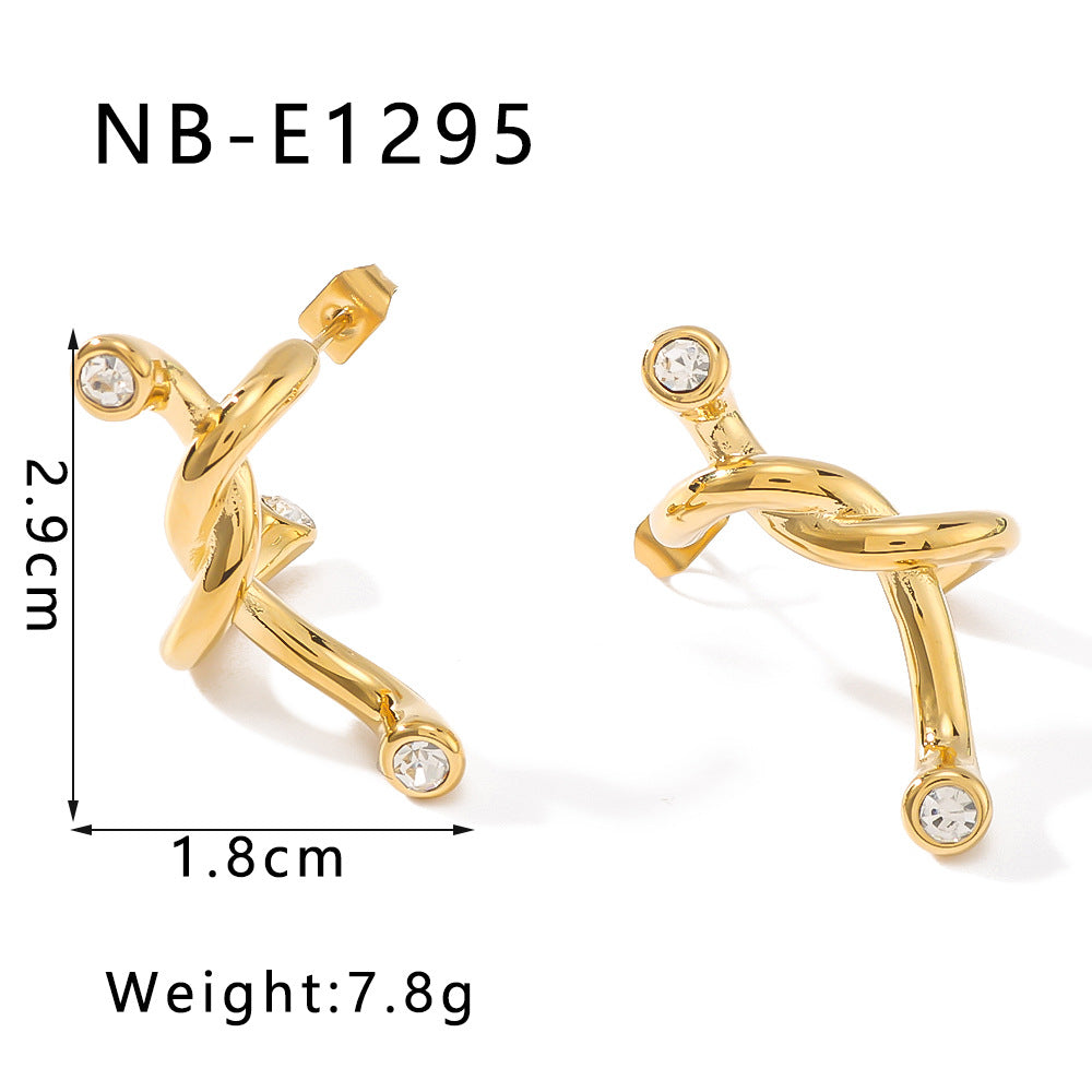 Minimalist Geometric Stainless Steel Hoop Earrings with 18K Vacuum Plating for Women