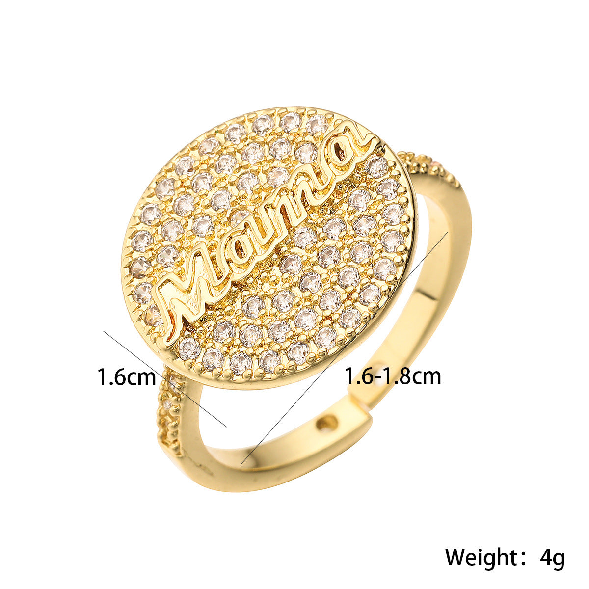 Anillo Minimalista Geométrico de Cobre con Baño de Oro de 18K y Circonitas para Mujer