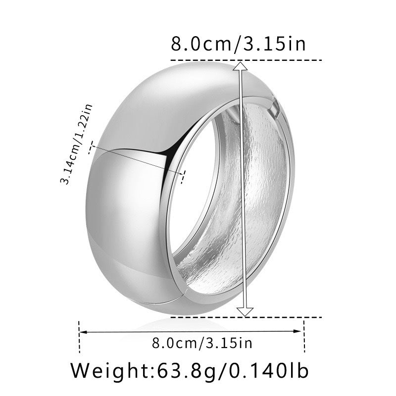 Bracciale a molla da donna in metallo placcato lucido con motivo geometrico a goccia, alla moda