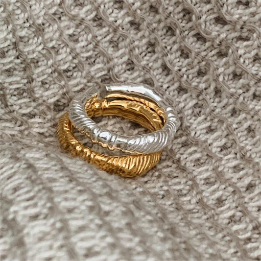 Anello da donna minimalista a cuore geometrico aperto in argento sterling 925