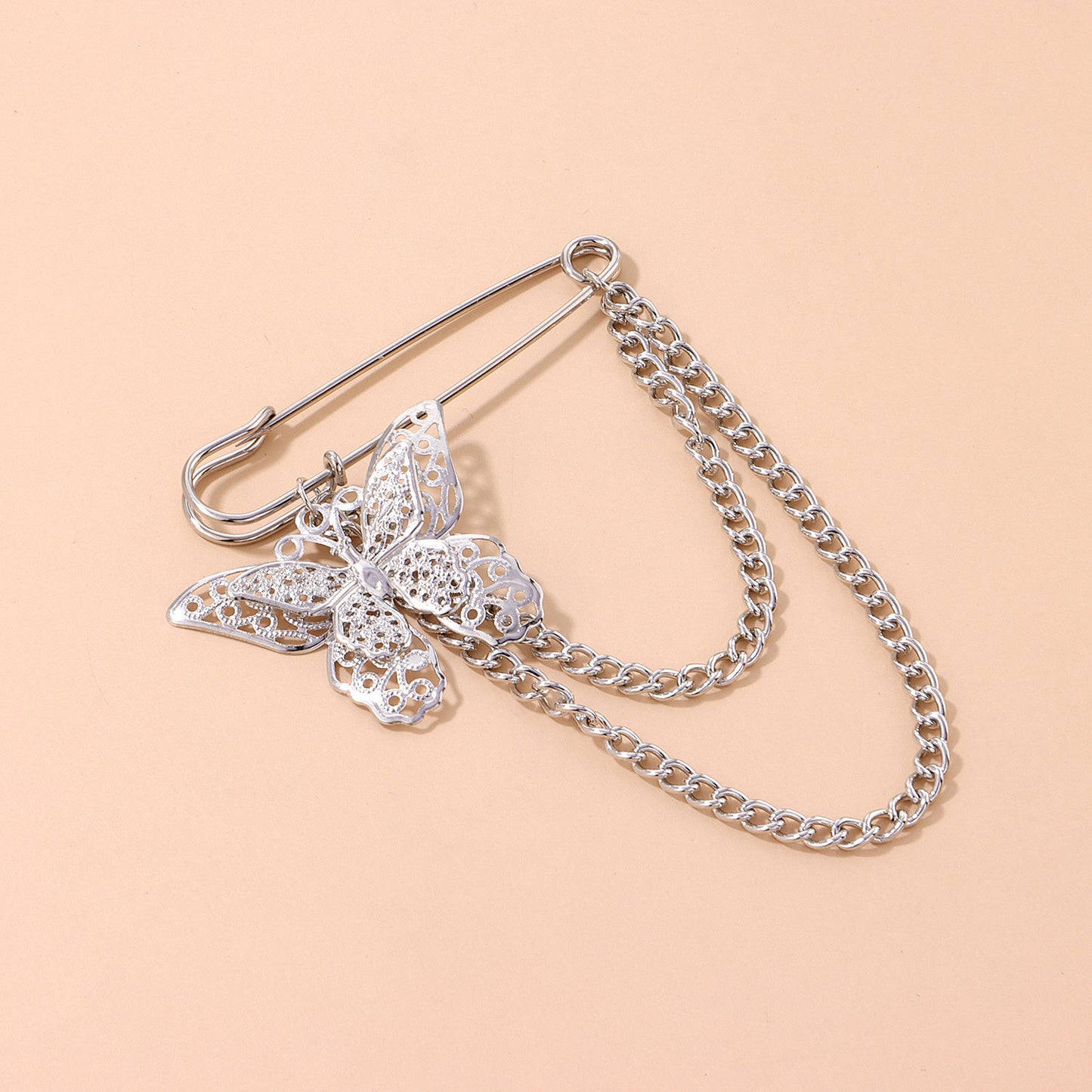 Korean Ins Trendy Origami Style Unisex Butterfly Chain Brooch Fashion Metal Pin Suit Decoration Jewelry