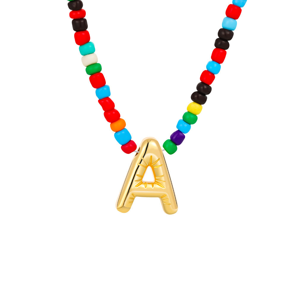Collana con Lettere Unisex in Acciaio Inossidabile Placcato Oro 18K Casual