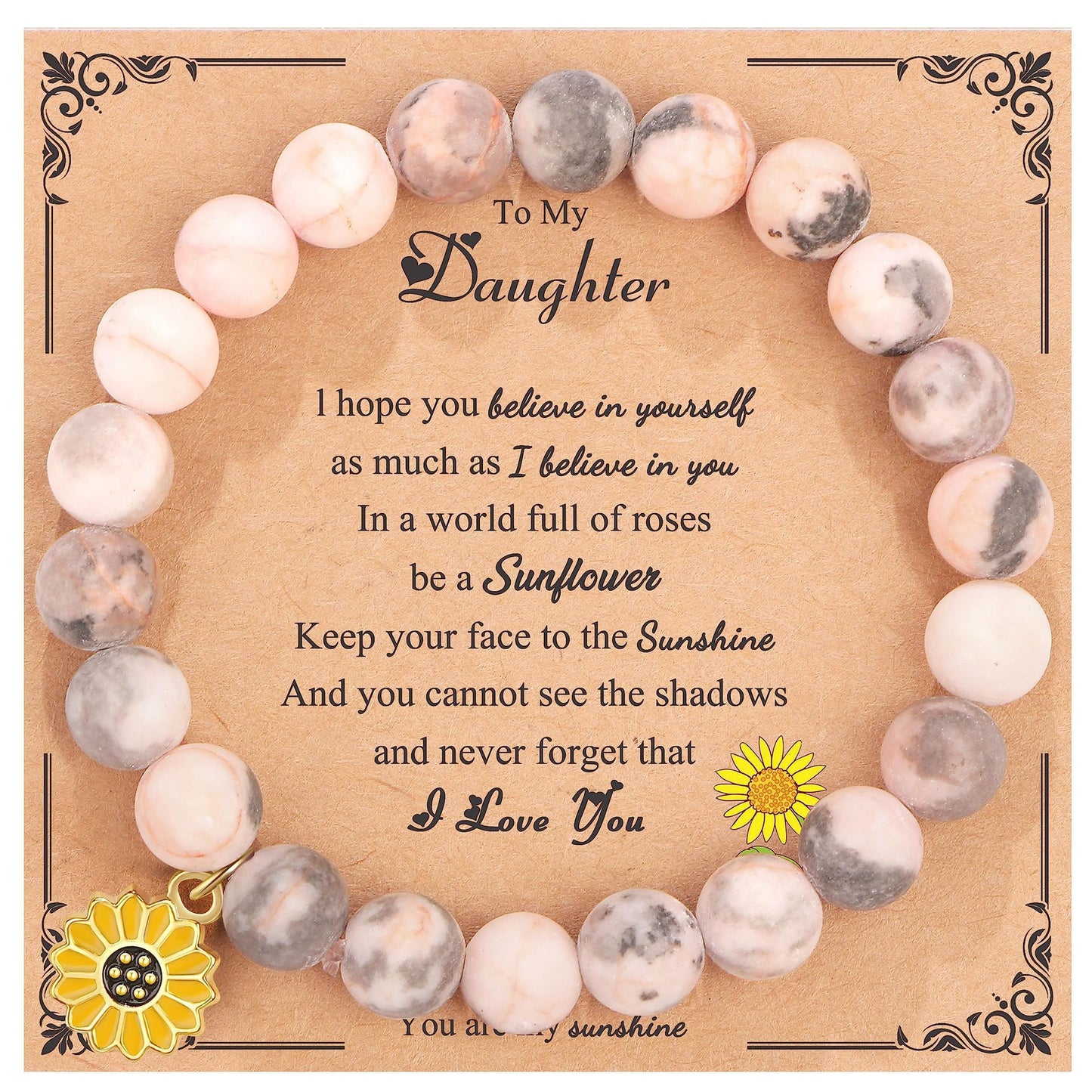 Sweet Floral Sunflower Gemstone Charm Bracelet for Women