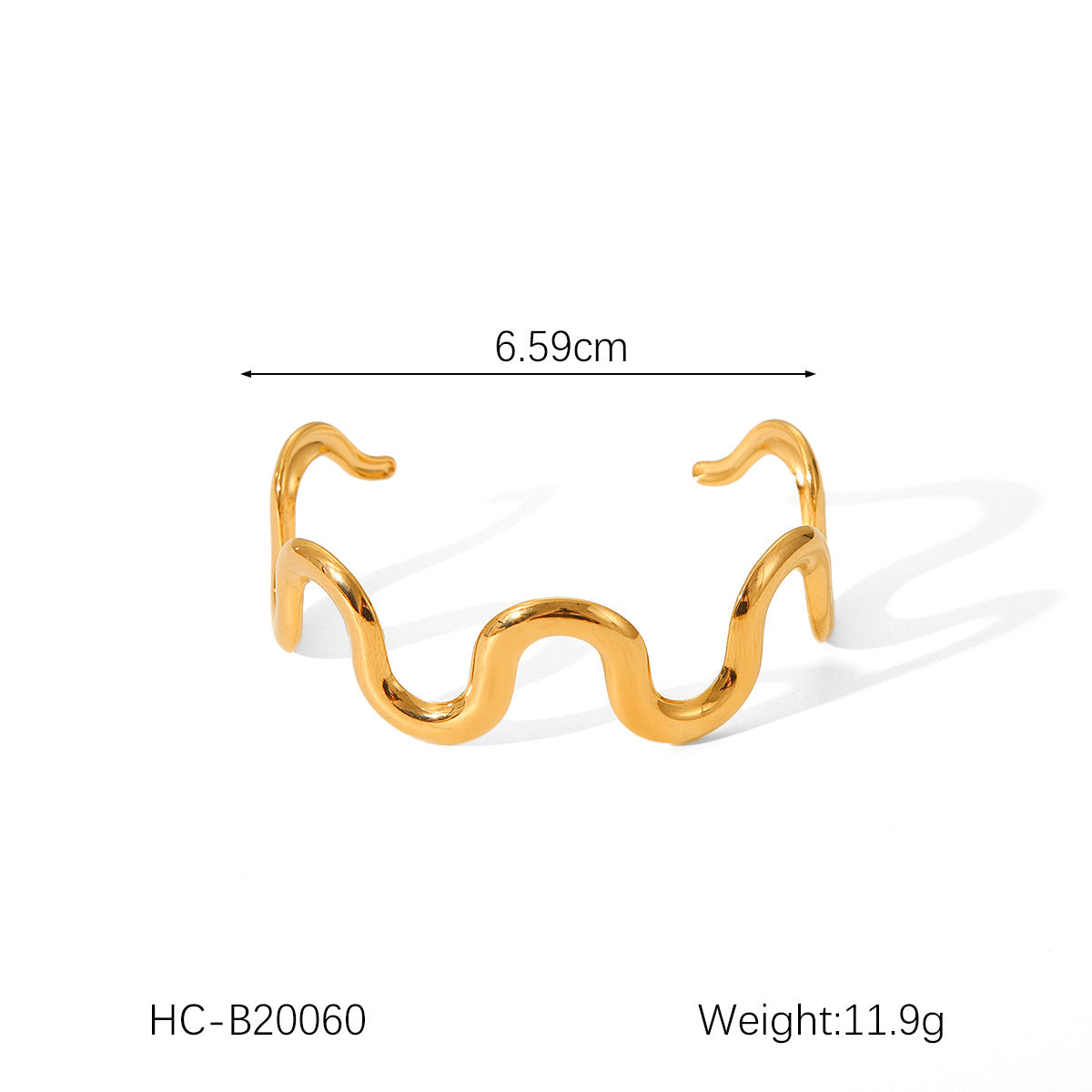 Bracciale a Onda Geometrica in Acciaio al Titanio con Placcatura in Oro 18K da Donna