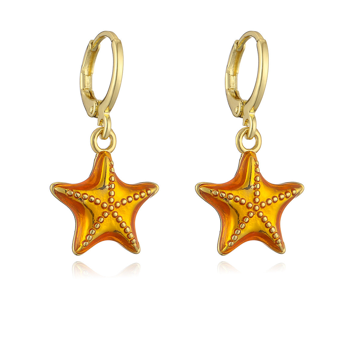Orecchini in rame smaltato a forma di stella minimalista da donna con placcatura in oro 18 carati