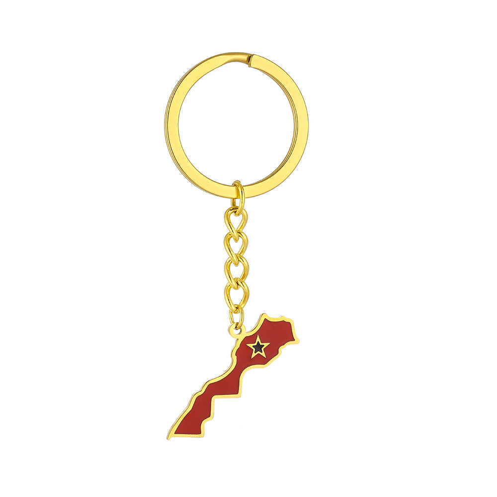 Colgante Vintage Llave Marroquí de Acero Titanio con Acabado Esmaltado Accesorio de Moda Unisex