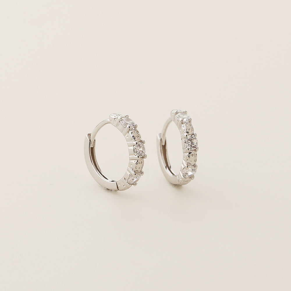 Pendientes Minimalistas Geométricos S925 de Plata de Ley con Diamantes de Imitación para Mujer